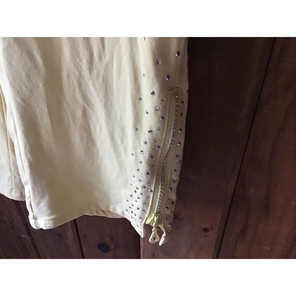 Quacker Factory Dream Jeannes Capris Size XS Yellow Stretch Rhinestones - Picture 6 of 12